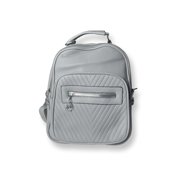 Rucsac Damă Gri Deschis din Piele Ecologică – Compact, Elegant și Practic