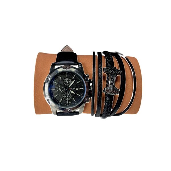 Set Cadou Bărbați JOSEPH – Ceas Sport-Elegant cu Cadran Albastru și Brățară Viking, Ambalaj Premium