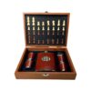 Set Cadou Șah și Borsetă Whisky cu Pahare – Cutie Lemn, Design Elegant cu Accente din Piele - imagine 2